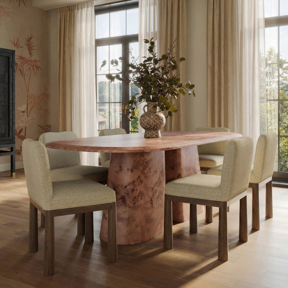 Gladyss 87" Burl Oval Dining Table - Honey