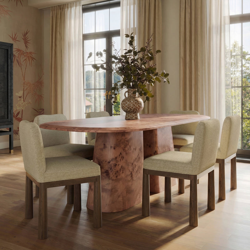 Gladyss 87" Burl Oval Dining Table - Honey