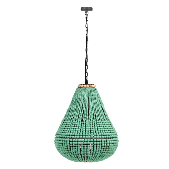 Palani Green Wooden Bead Chandelier