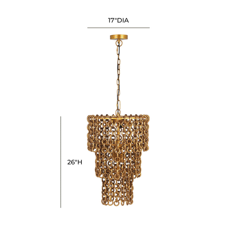 Nirsa Brass Chain Link 3-Tier Chandelier