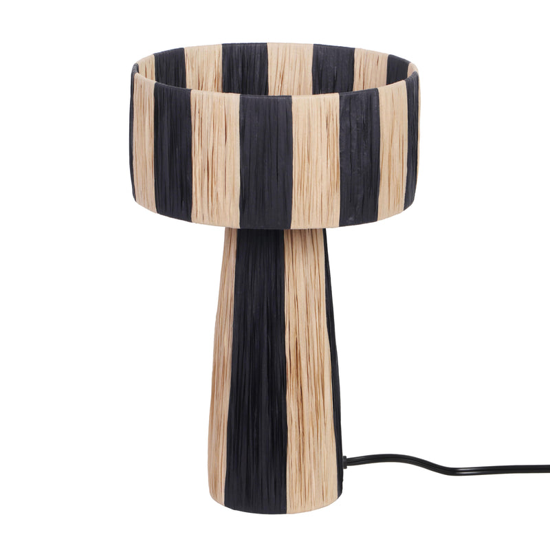 Shelby Raffia Table Lamp - Black/Natural