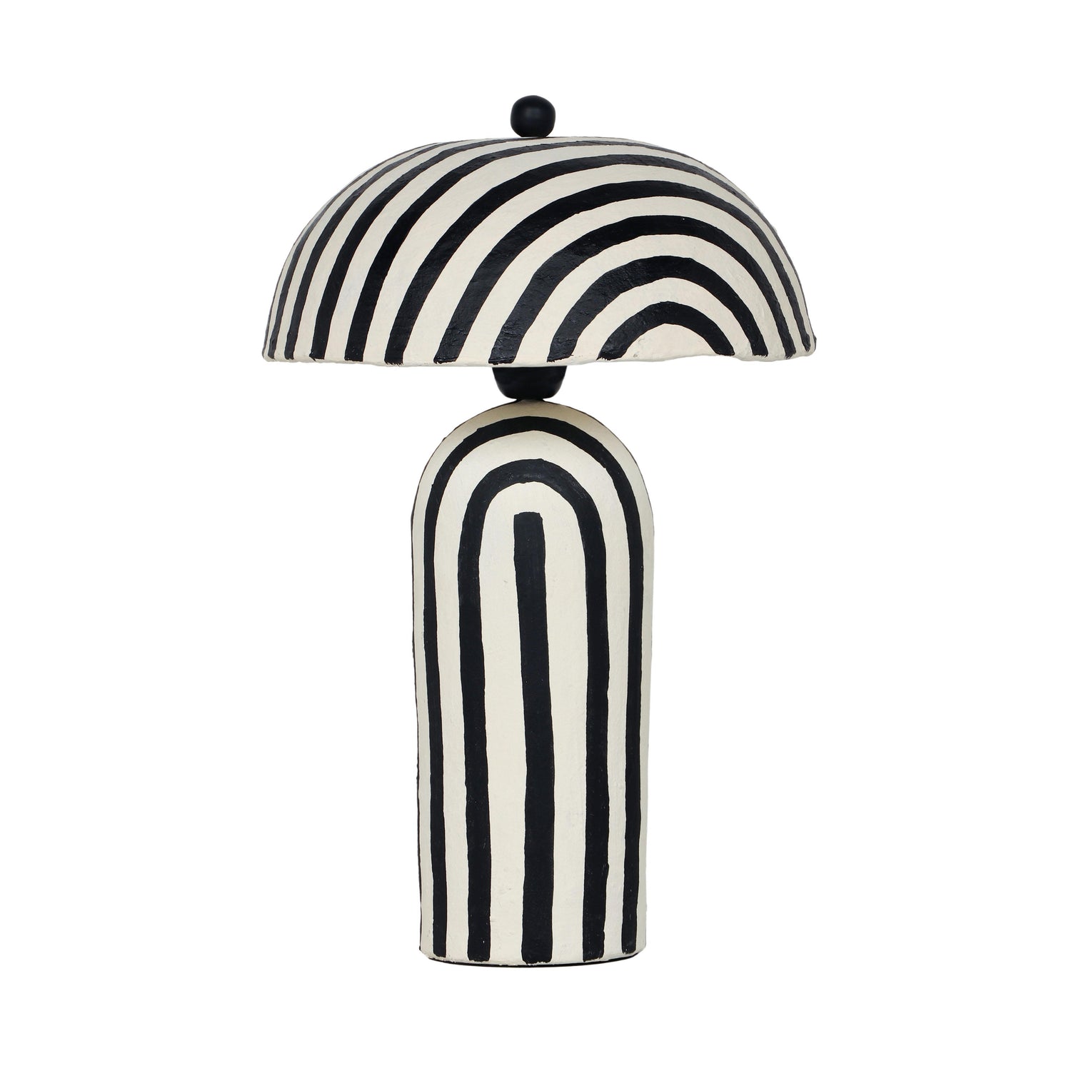 Maiori Black Striped Papier Mache Table Lamp