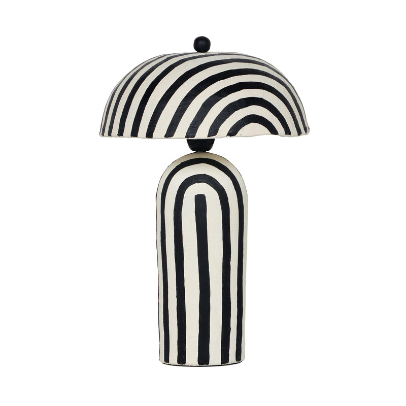 Maiori Black Striped Papier Mache Table Lamp