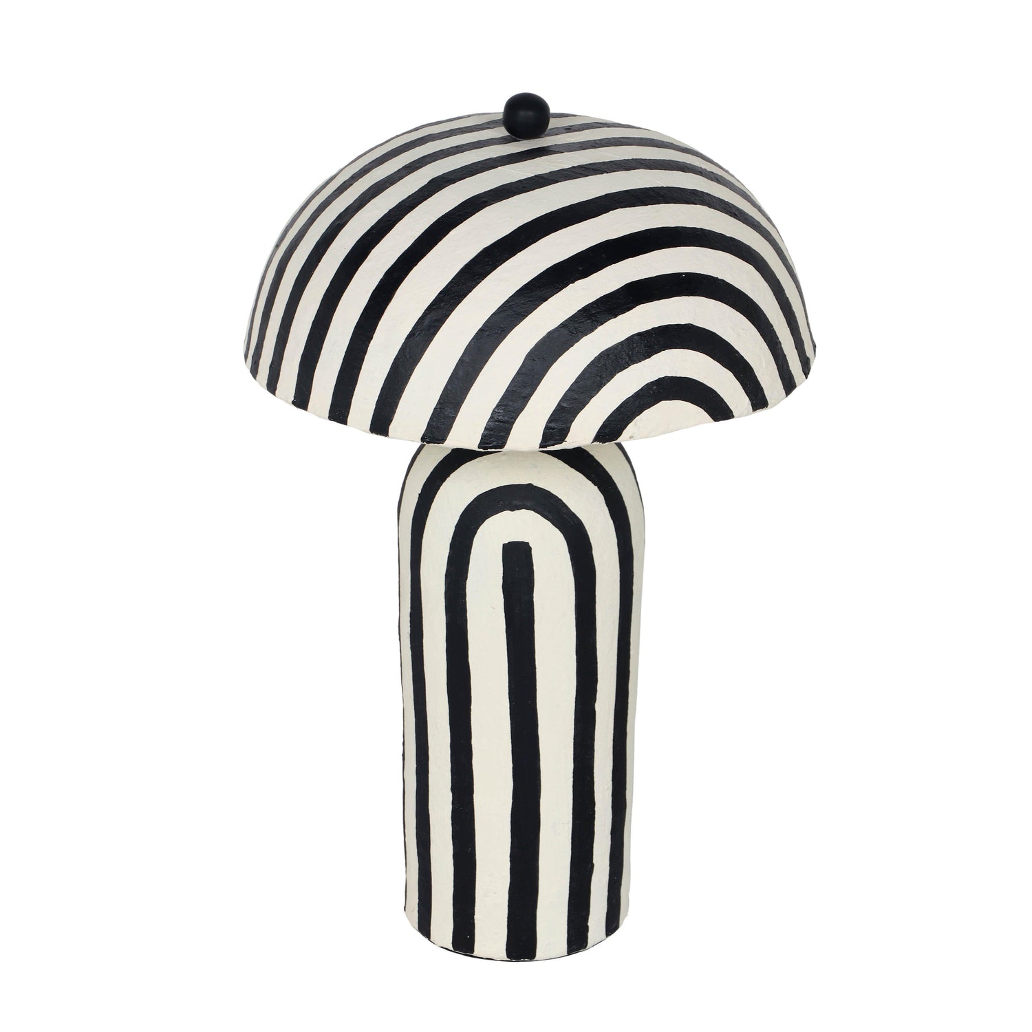 Maiori Black Striped Papier Mache Table Lamp