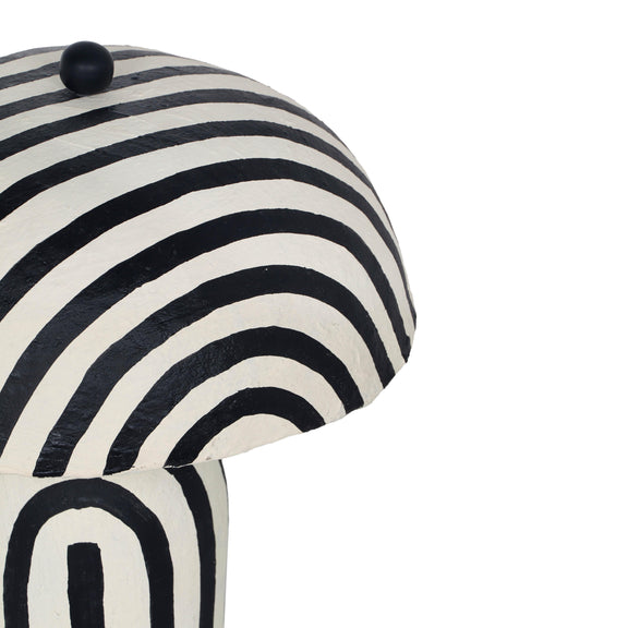 Maiori Black Striped Papier Mache Table Lamp