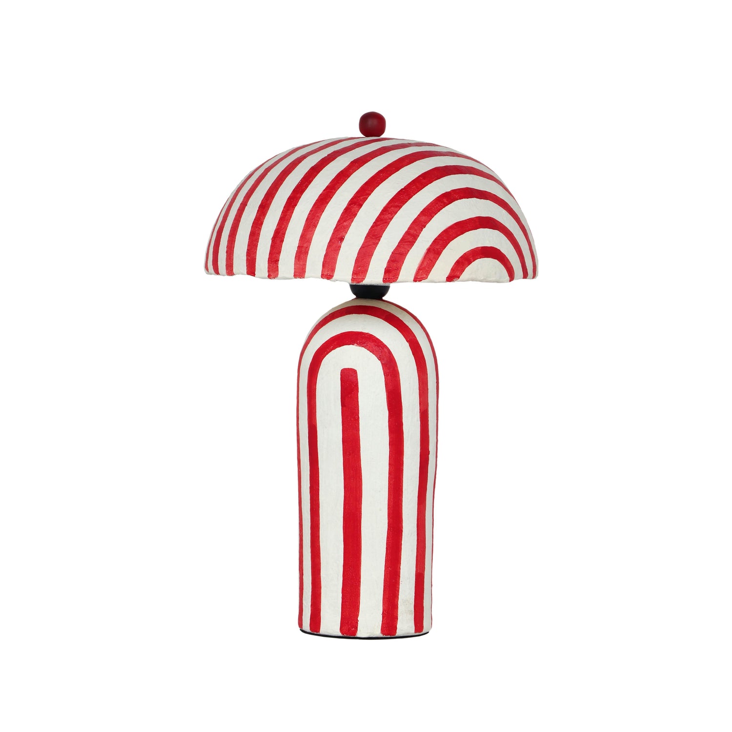 Maiori Red Striped Papier Mache Table Lamp