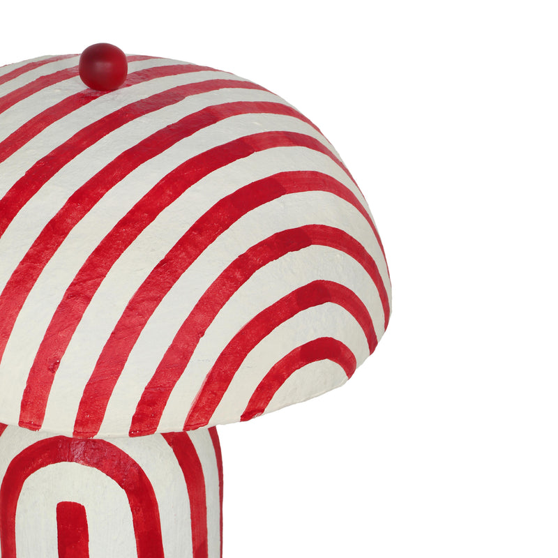 Maiori Red Striped Papier Mache Table Lamp