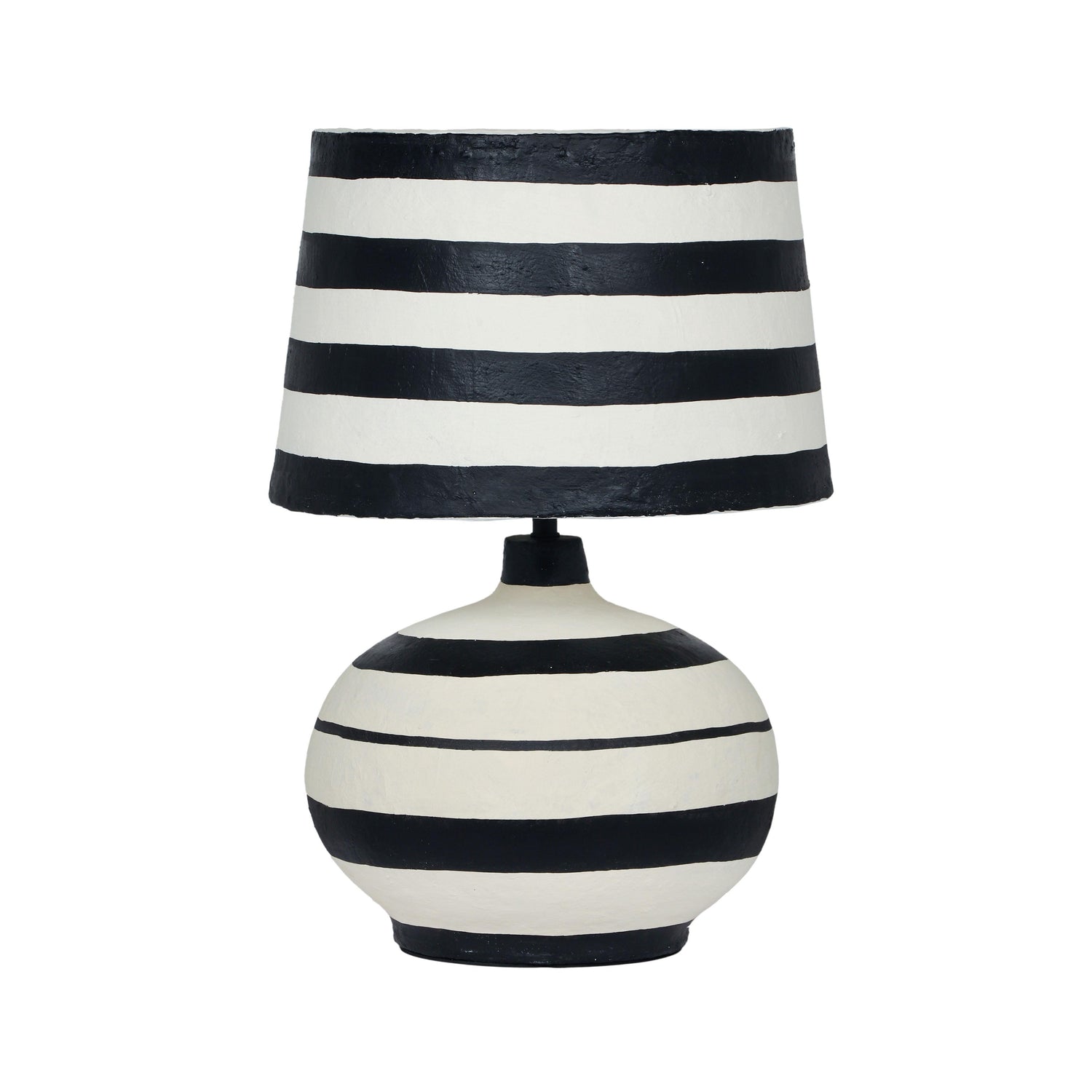 Positano Black Striped Papier Mache Table Lamp
