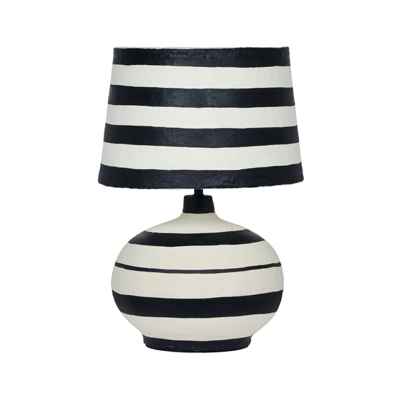Positano Black Striped Papier Mache Table Lamp