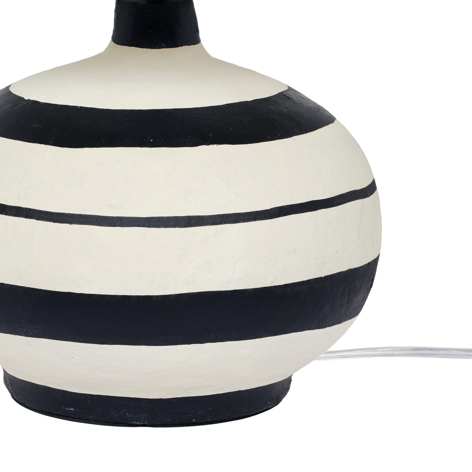 Positano Black Striped Papier Mache Table Lamp