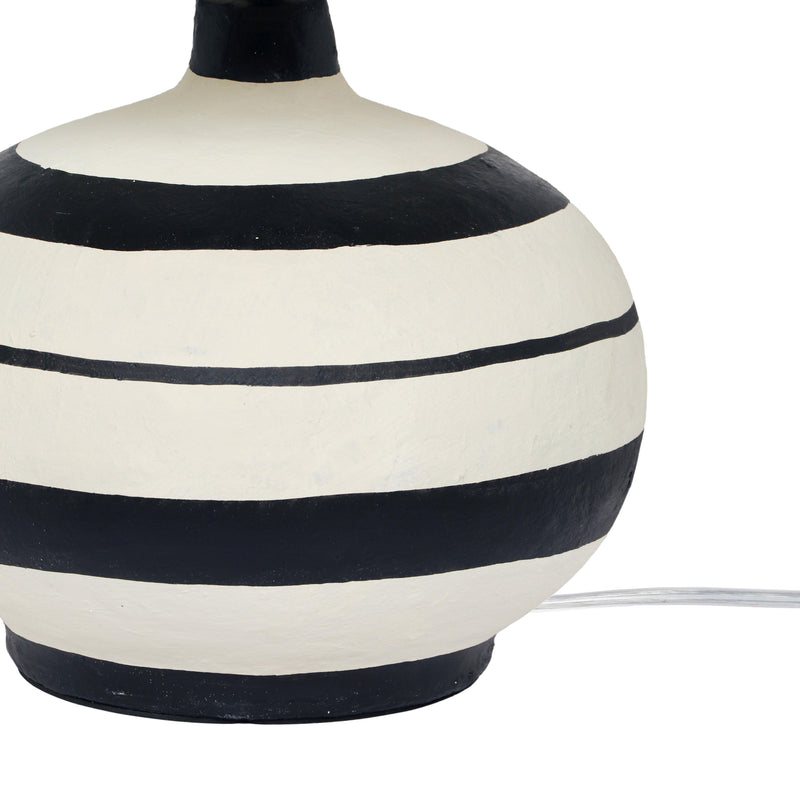 Positano Black Striped Papier Mache Table Lamp