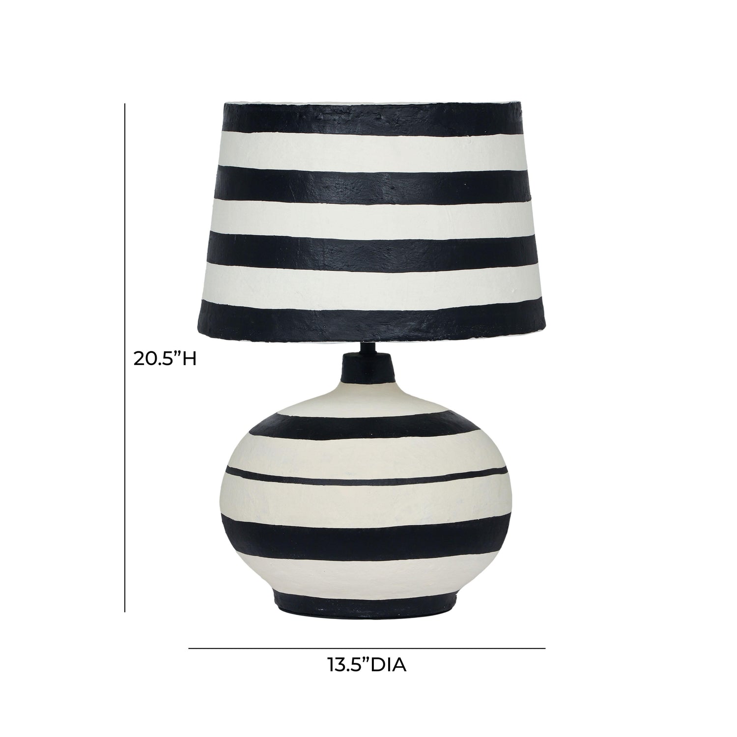 Positano Black Striped Papier Mache Table Lamp