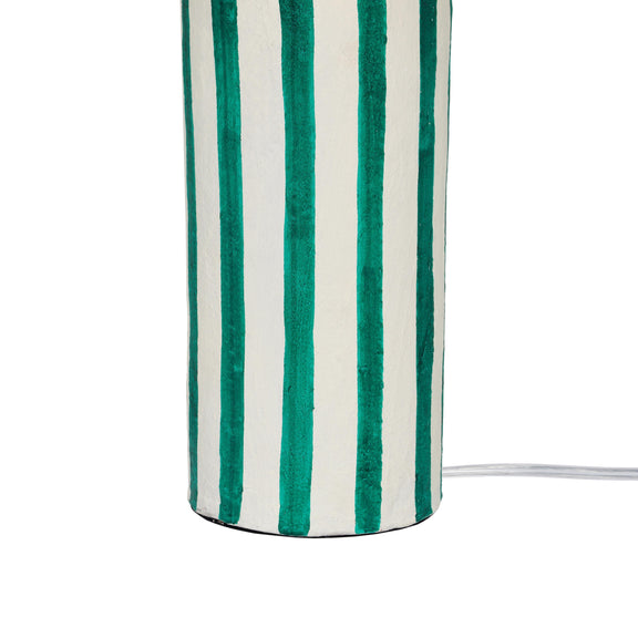 Ravello Green Striped Papier Mache Table Lamp