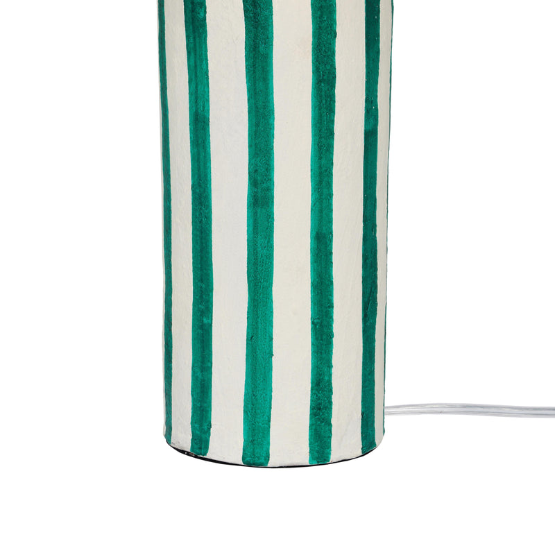 Ravello Green Striped Papier Mache Table Lamp