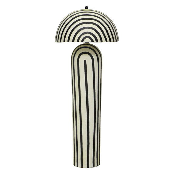 Maiori Black Striped Papier Mache Floor Lamp