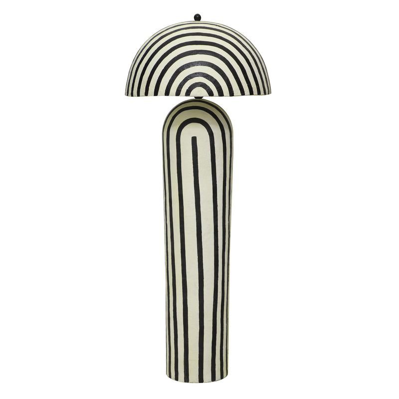 Maiori Black Striped Papier Mache Floor Lamp