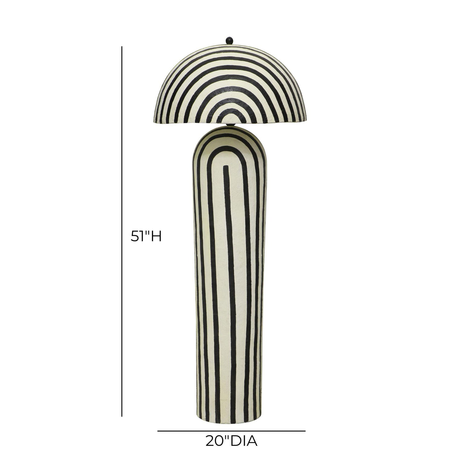 Maiori Black Striped Papier Mache Floor Lamp