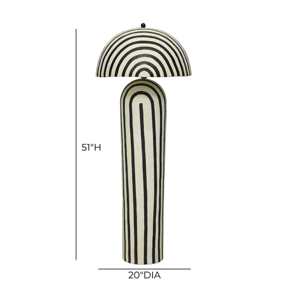 Maiori Black Striped Papier Mache Floor Lamp