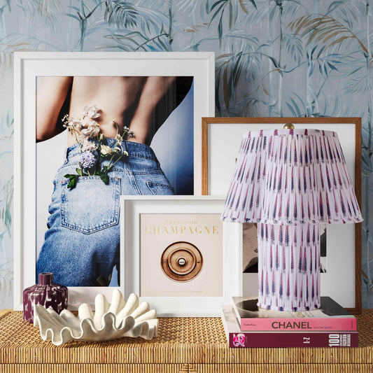 Corrine Purple and White Streaked Cotton Table Lamp