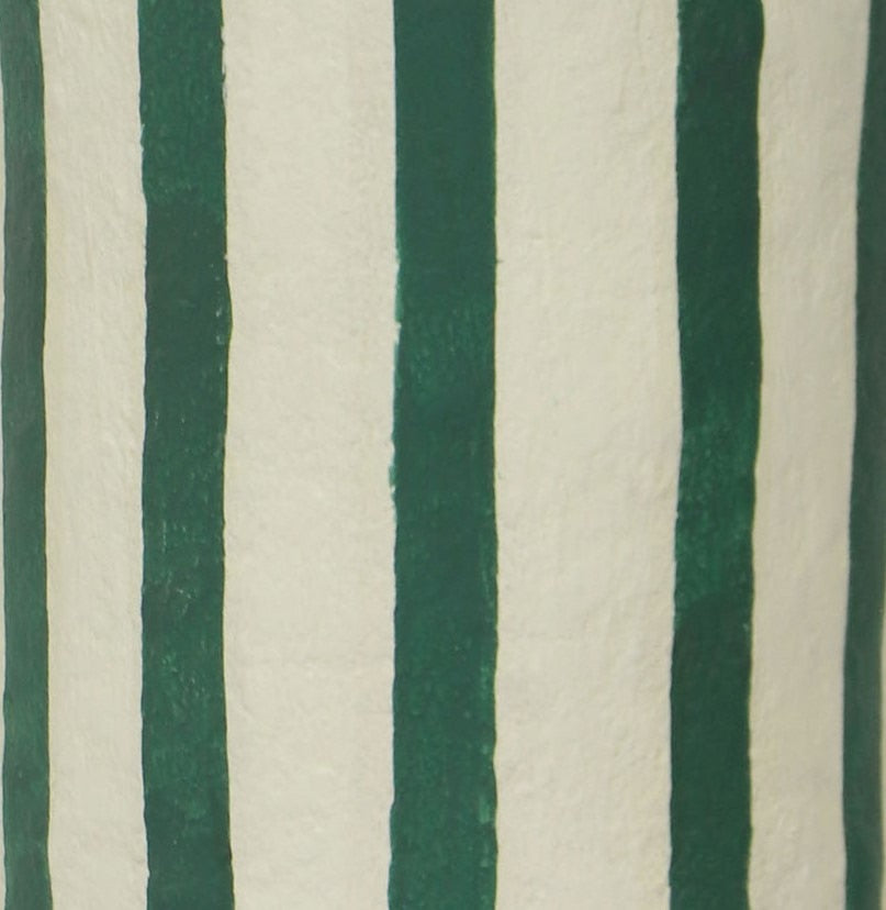 Maiori Dark Green Striped Papier Mache Table Lamp