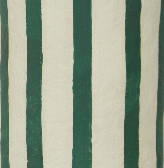 Maiori Dark Green Striped Papier Mache Table Lamp