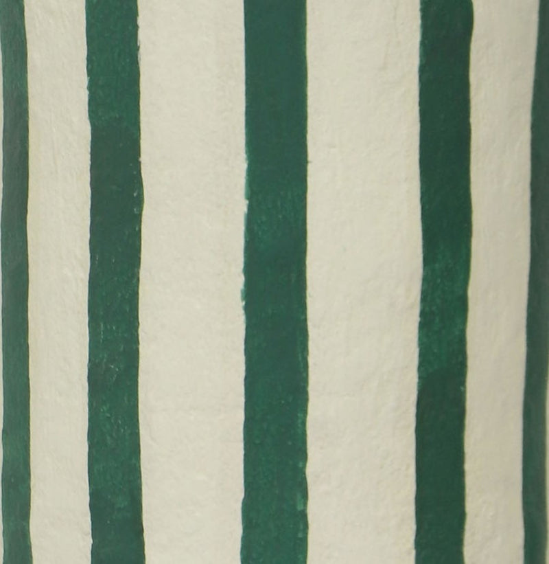 Maiori Dark Green Striped Papier Mache Table Lamp