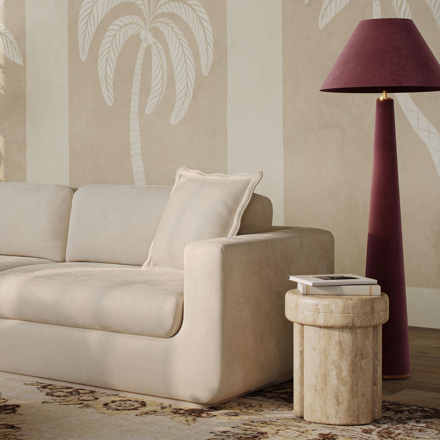 Graham Burgundy Velvet Floor Lamp