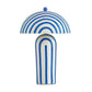 Maiori Striped Papier Mache Table Lamp - Blue Stripes