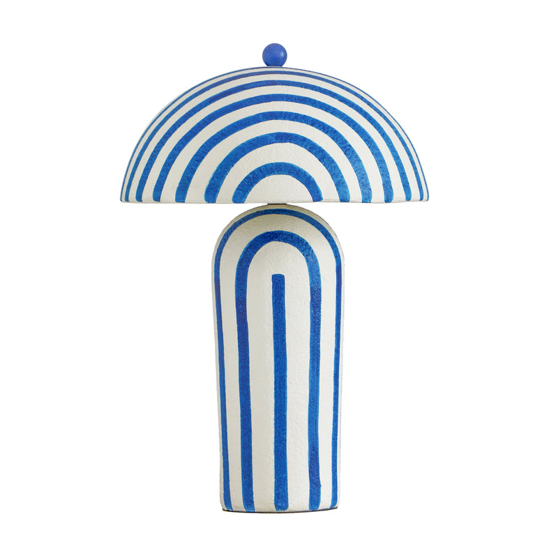 Maiori Striped Papier Mache Table Lamp - Blue Stripes