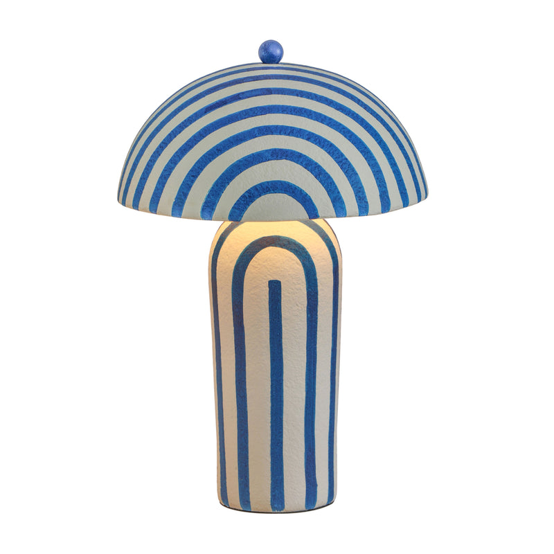 Maiori Striped Papier Mache Table Lamp - Blue Stripes