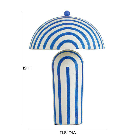 Maiori Striped Papier Mache Table Lamp - Blue Stripes