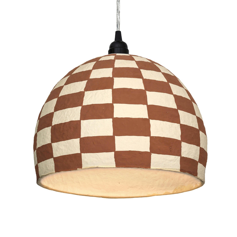 Taurus White and Terracotta Cotton Mache Pendant Lamp