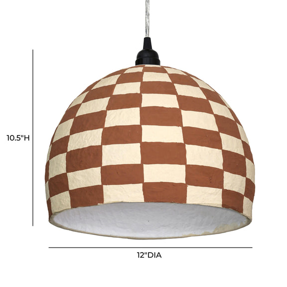 Taurus White and Terracotta Cotton Mache Pendant Lamp