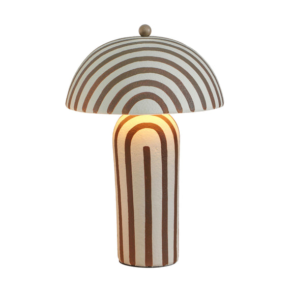 Maiori Striped Papier Mache Table Lamp - Brown Stripes