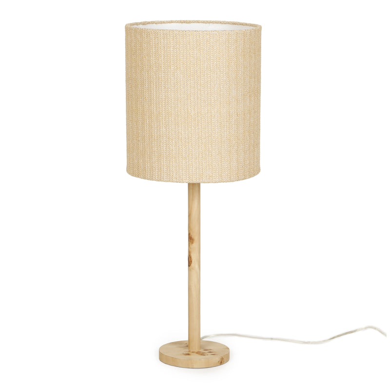 Lamia Natural Burl and Raffia Contract-Grade Table Lamp