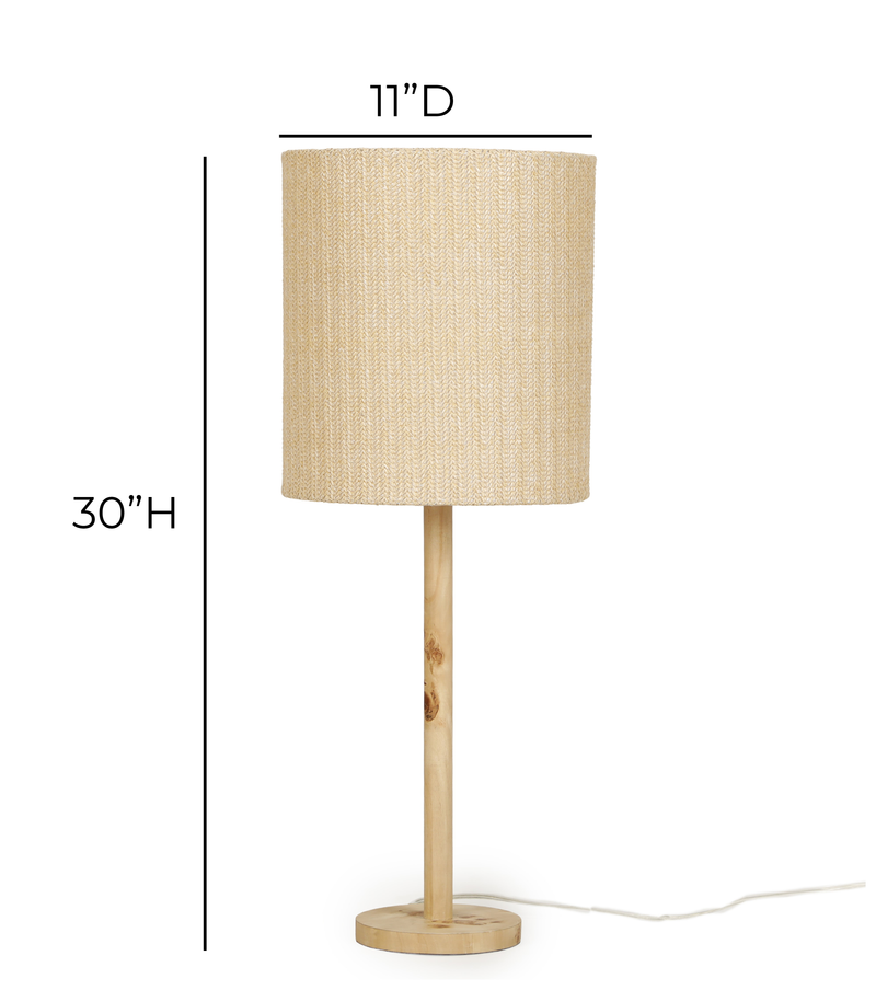 Lamia Natural Burl and Raffia Contract-Grade Table Lamp