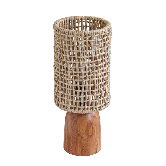 Kombu Natural Raffia and Wood Small Table Lamp