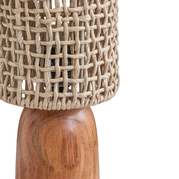 Kombu Natural Raffia and Wood Small Table Lamp