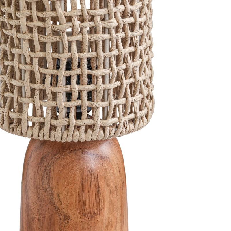 Kombu Natural Raffia and Wood Small Table Lamp
