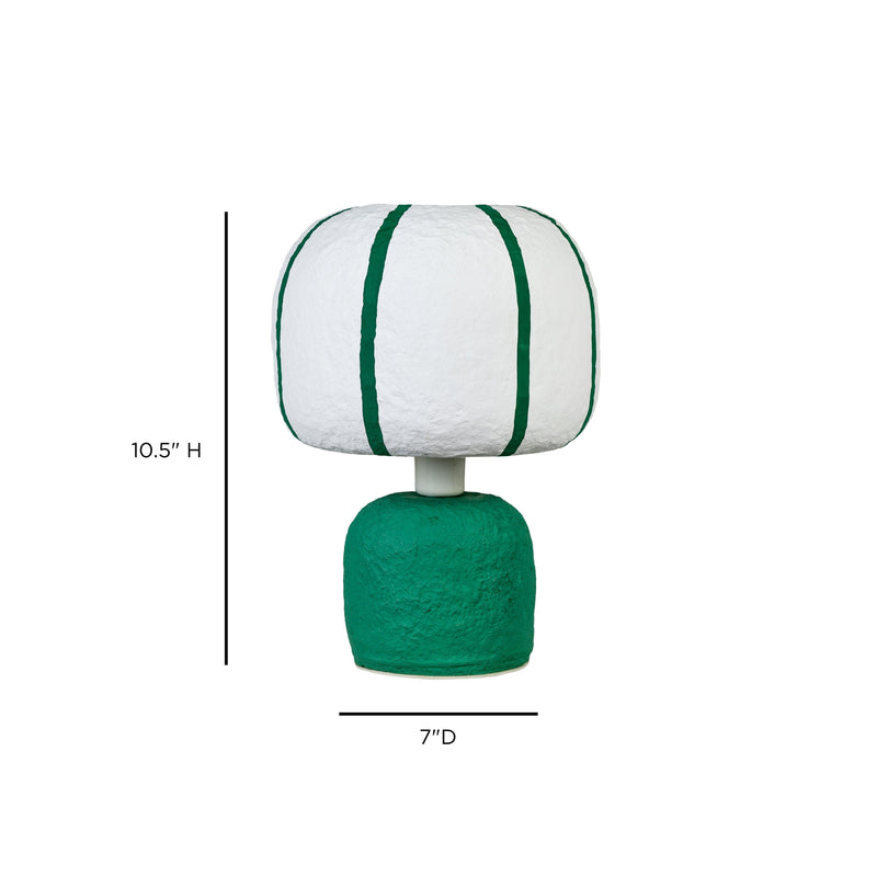 Margate Cotton Mache Table Lamp - Green