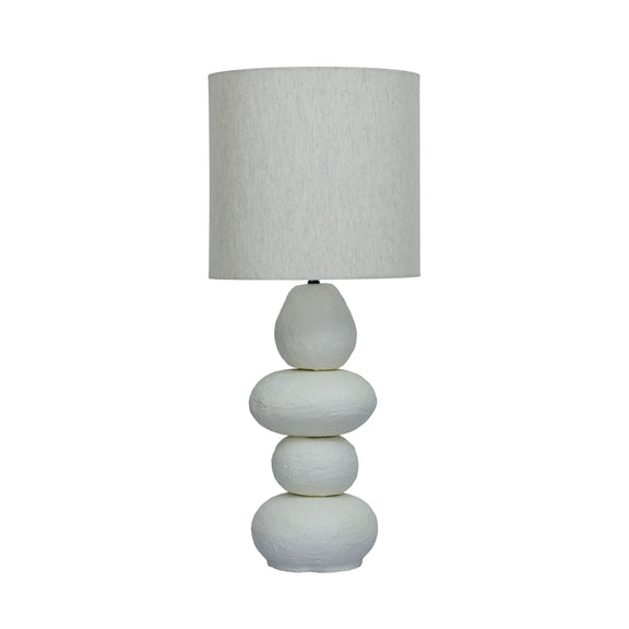 Pebble Cream Papier Mache Table Lamp