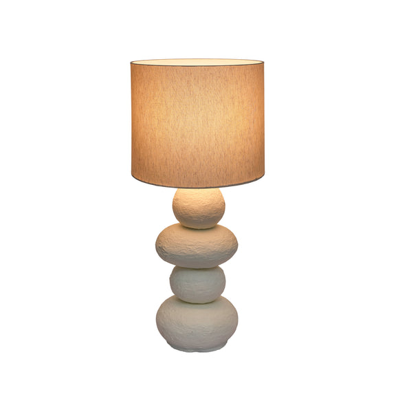 Pebble Cream Papier Mache Table Lamp