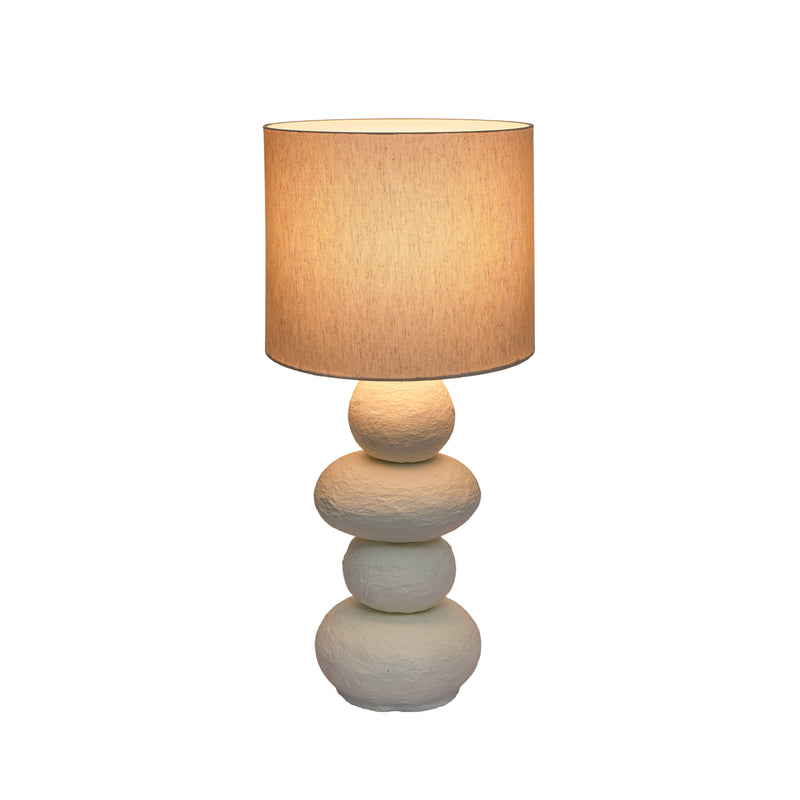 Pebble Cream Papier Mache Table Lamp