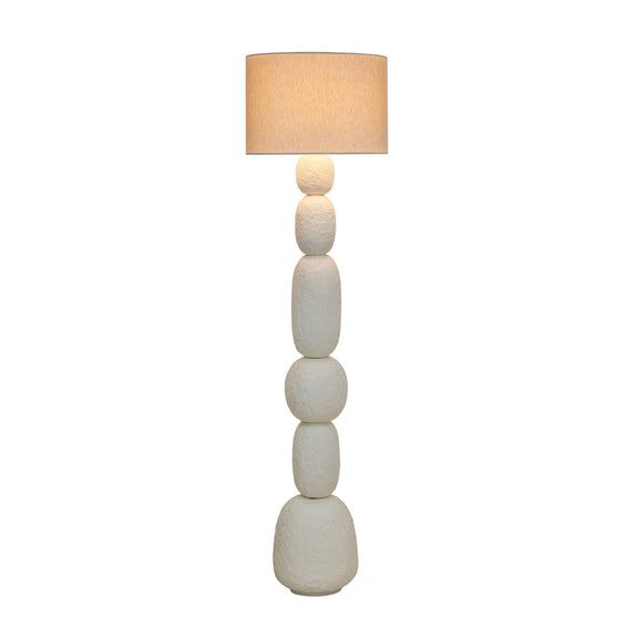 Pebble Cream Papier Mache Floor Lamp