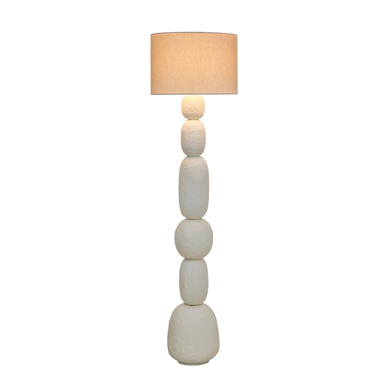 Pebble Cream Papier Mache Floor Lamp