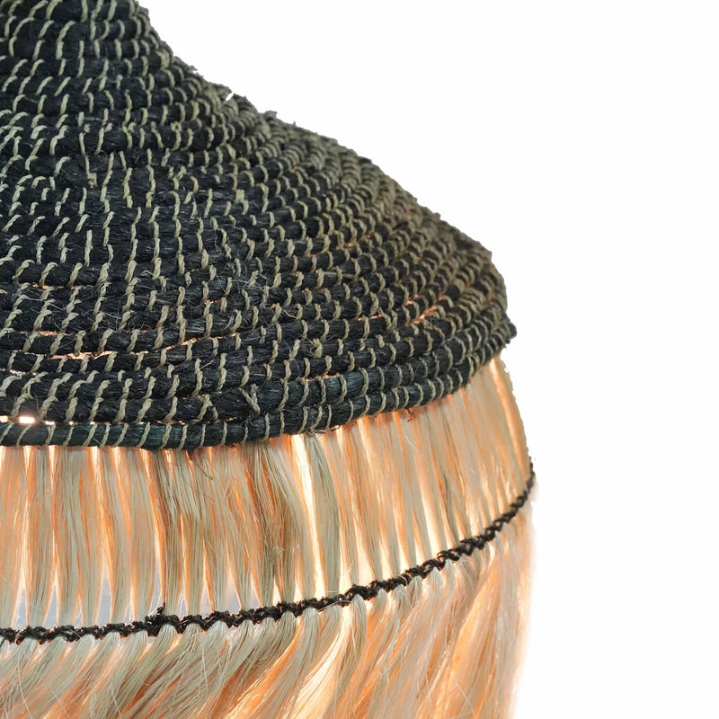Sula Natural and Black Upcycled Abaca Pendant Lamp