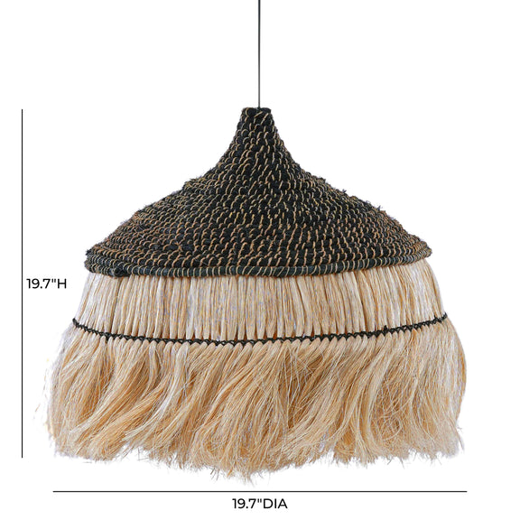 Sula Natural and Black Upcycled Abaca Pendant Lamp