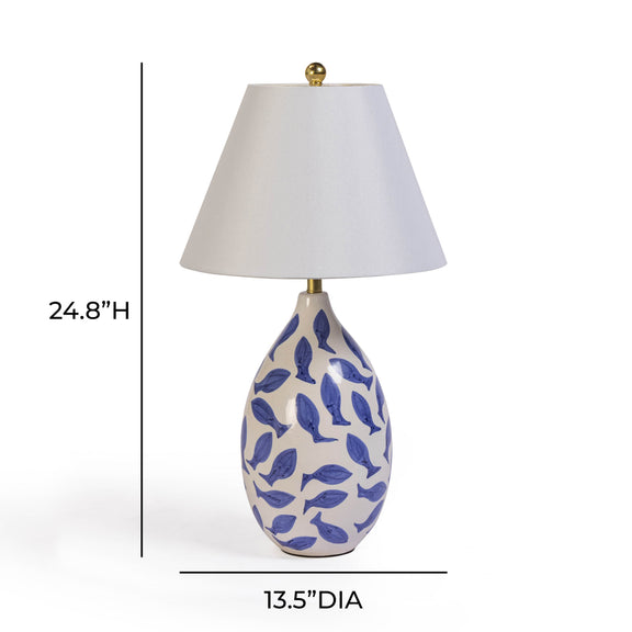 Sardine White &amp; Blue Ceramic Table Lamp