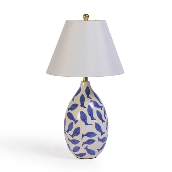 Sardine White &amp; Blue Ceramic Table Lamp