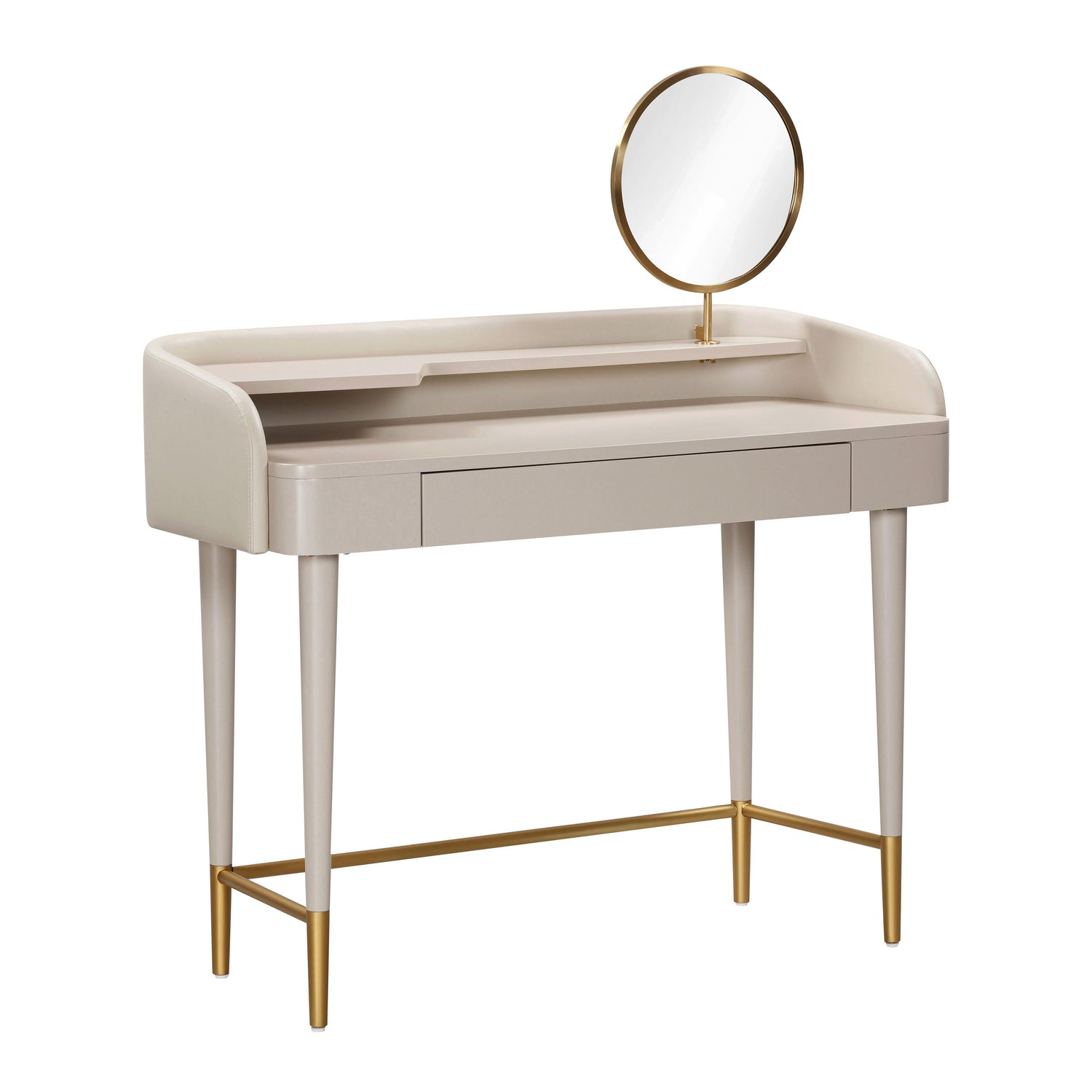 Penelope 45" Vegan Leather Wrapped Vanity Desk With Drawer - Taupe